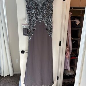 Chic Gray Embroidered Maxi Dress